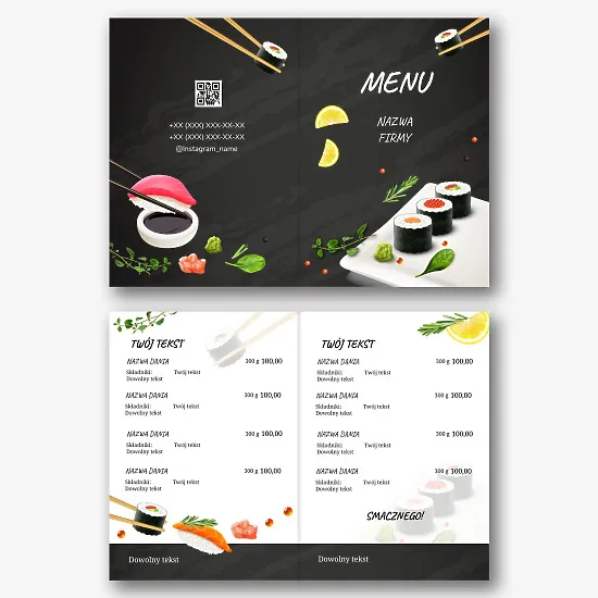Szablon menu sushi bar