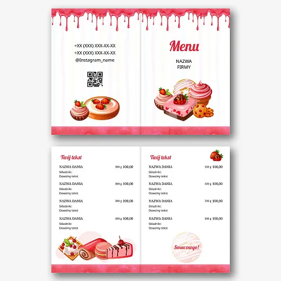 Szablon menu kawiarni-cukierni
