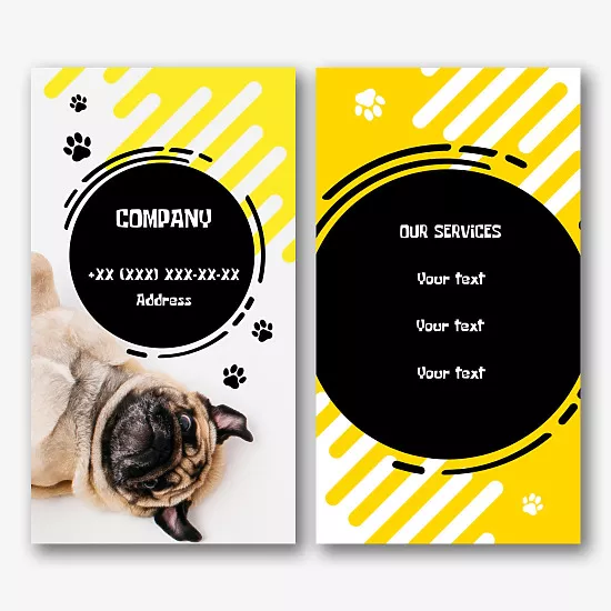 Business card template for a veterinary clinic, pet store
