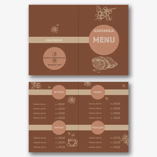 Szablon menu kawiarni 