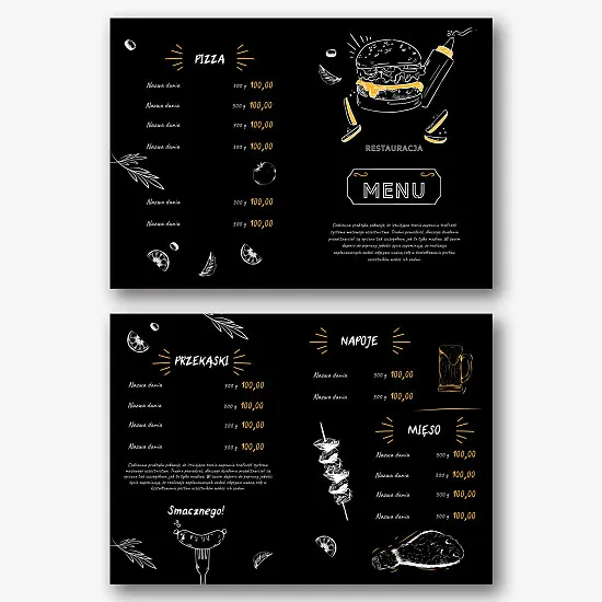Szablon menu restauracji