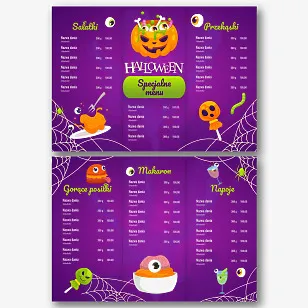 Szablon menu tematycznego Halloween