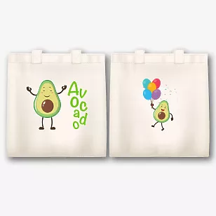 Drobės maišelio raštas su avokado raštu