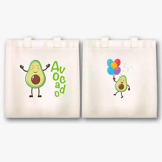 Drobės maišelio raštas su avokado raštu