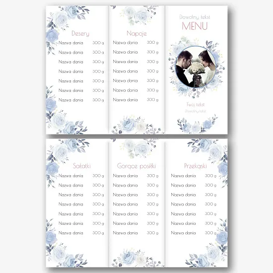 Szablon menu weselnego