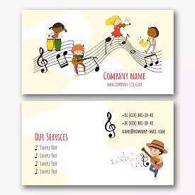 Business card template of a private music school