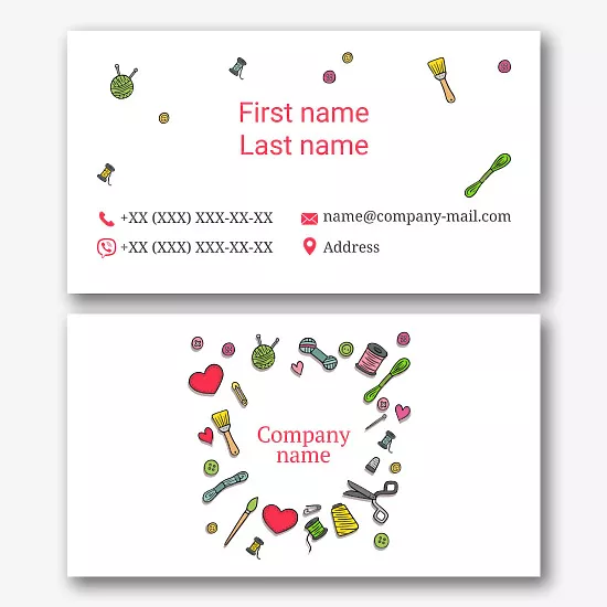 Needlework store business card template
