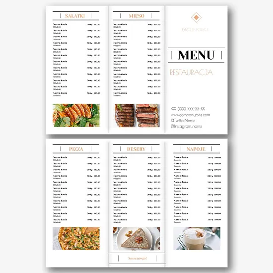 Szablon menu restauracji