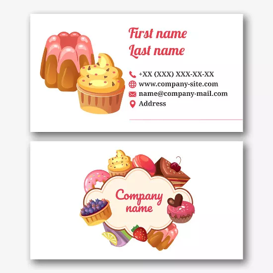 Pastry chef's business card template