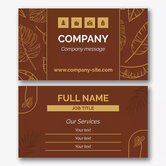 Business card template for baths, saunas