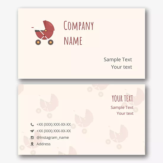 A business card template for a baby stroller store