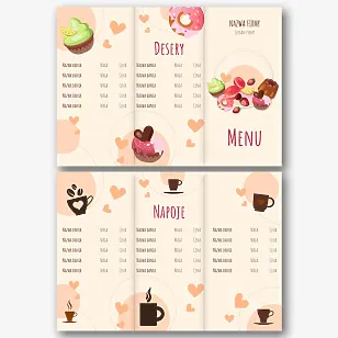 Szablon menu deserów w kawiarni