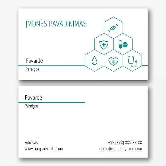 Medicinos įstaigos vizitinės kortelės Šablonas