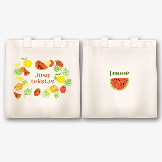 Drobės maišelio raštas su vaisių raštu