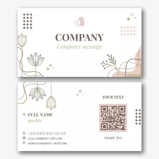 Universal business card template with flowers