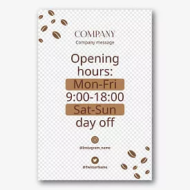 Coffee shop advertising banner template with work schedule