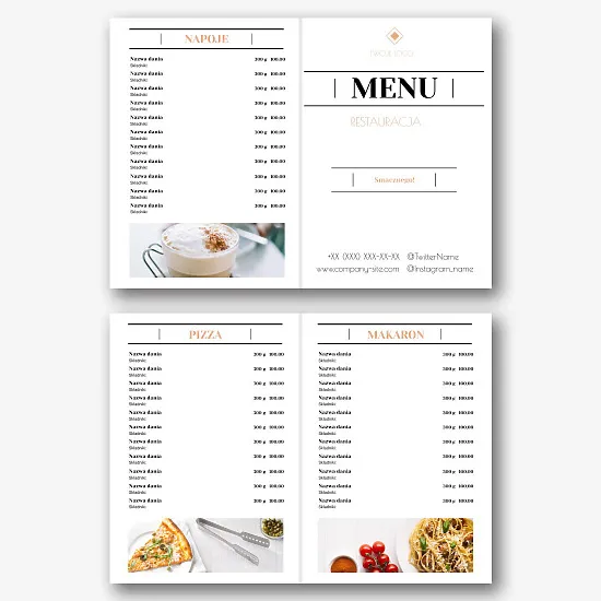 Szablon menu restauracji