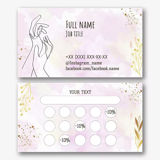 Business card template of a manicure master, masseur
