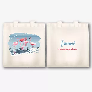 Drobės maišelio raštas su flamingais