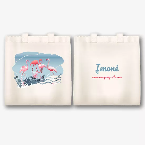 Drobės maišelio raštas su flamingais