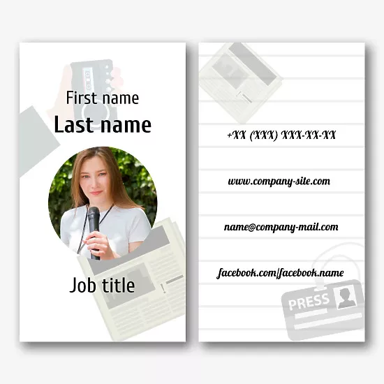 Journalist's business card template
