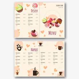 Szablon menu deserów w kawiarni