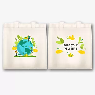 Ekologinio maišelio šablonas su spauda