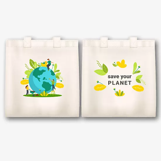 Ekologinio maišelio šablonas su spauda