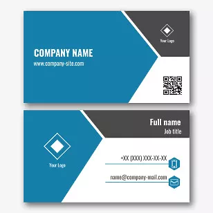 Business card template with an asymmetric design