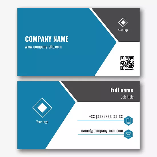 Business card template with an asymmetric design