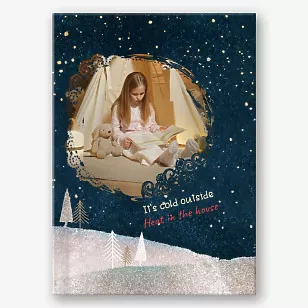 Winter vacation photo book template with family