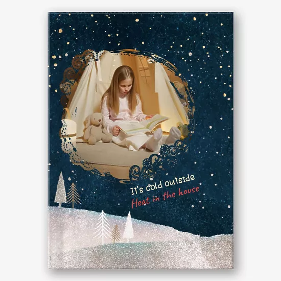 Winter vacation photo book template with family