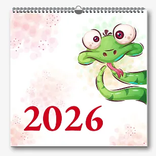 Family calendar template with a snake