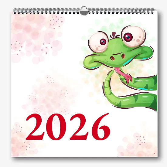 Family calendar template with a snake