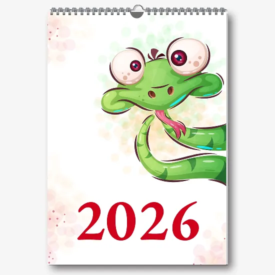 Family calendar template with a snake