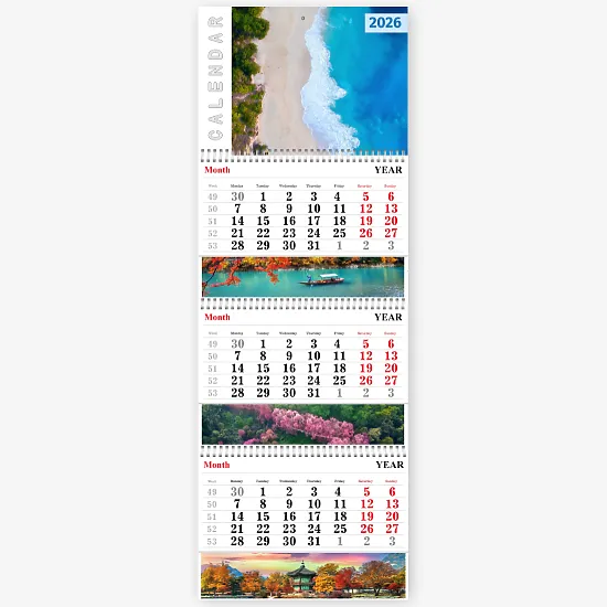 Шаблон календаря с фото путешествий — квартальный «Трио»