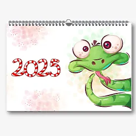 Family calendar template with a snake