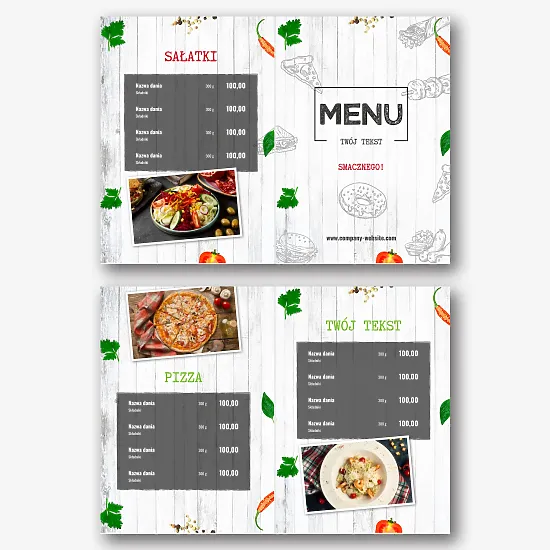 Szablon menu restauracji