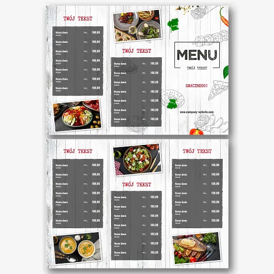 Szablon menu restauracji