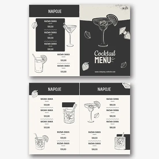 Szablon menu koktajlowego