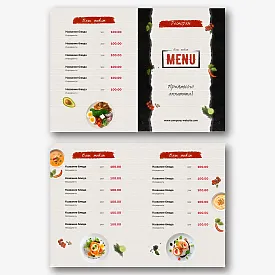 Шаблон основного меню для ресторана