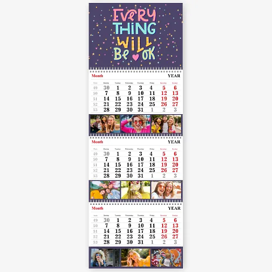 Шаблон позитивного квартального календаря Тріо