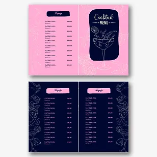 Szablon menu koktajlowego