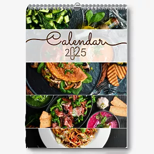 A calendar template with dishes 