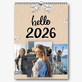 Шаблон настенного календаря "Привет, 2026"