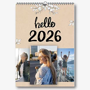 Шаблон настенного календаря "Привет, 2026"