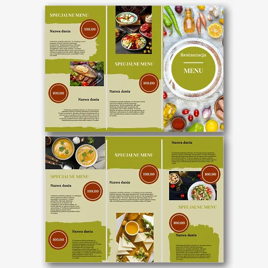 Szablon menu restauracji