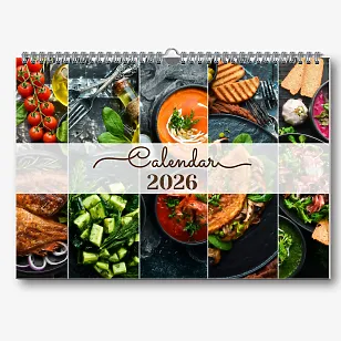 A calendar template with dishes 