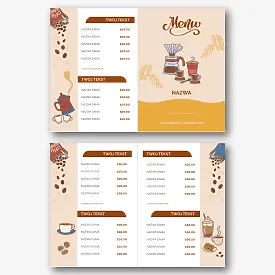 Szablon menu dla kawiarni