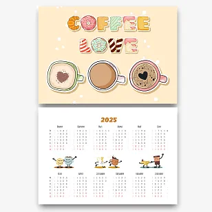 Шаблон за календар за кафе 